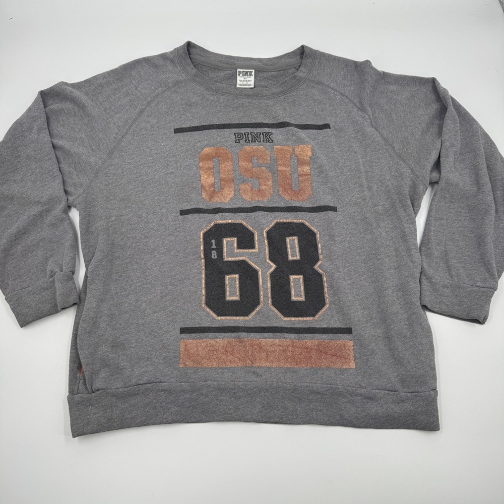 PINK Victoria's Secret 5th & Ocean OSU Oregon State Gray Sweatshirt Large‎